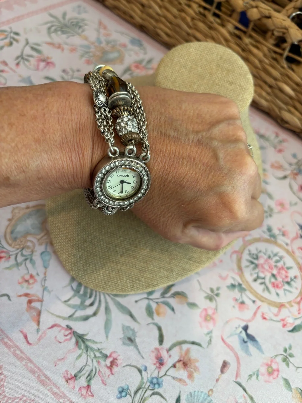 Beaded Silver-Tone Women's Bracelet Watch - Chico's